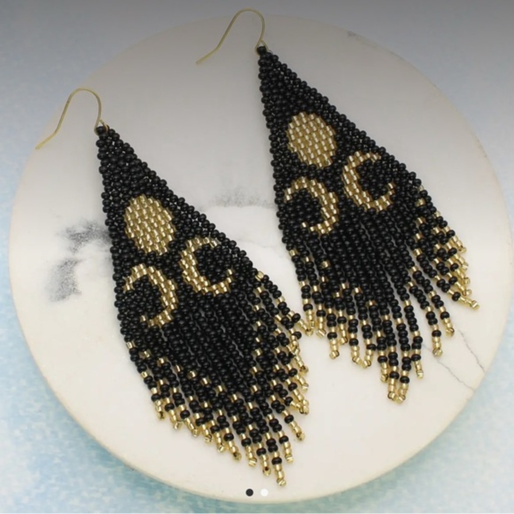 Lunar Reflections Moon Seed Bead Earrings